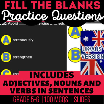 Preview of Fill the Blanks Editable: Nouns, Verbs, Adjectives in Sentences UK/AUS English