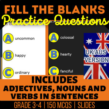 Preview of Fill the Blanks Editable Presentations: Nouns, Verbs, Adjectives UK/AUS English