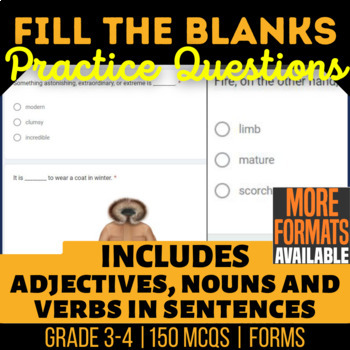 Preview of Fill the Blanks Google Forms | Nouns Verbs Adjectives | Digital Resources