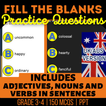 Preview of Fill the Blanks Interactive Nouns, Verbs, Adjectives in Sentences UK/AUS English