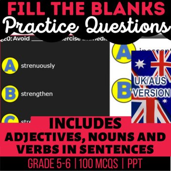 Preview of Fill the Blanks Interactive Review: Nouns, Verbs, Adjectives UK/AUS Spelling