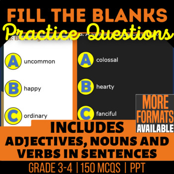 Preview of Fill the Blanks PowerPoints | Nouns Verbs Adjectives | Vocabulary Grade 3-4