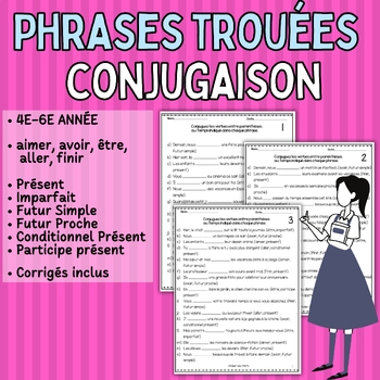 Preview of Fill the Blanks Sentences Conjugation Practice - Conjugaison  Phrases trouées