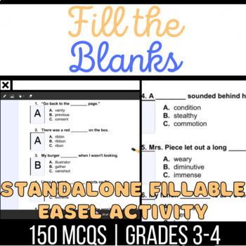 Preview of Fill the Blanks Standalone Easel Activity: Nouns, Verbs, Adjectives in Sentences