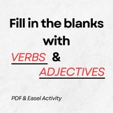 Fill the Blanks Worksheets Verbs and Adjectives in Sentences