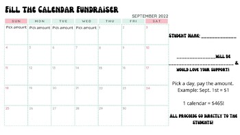 Preview of Fill the Calendar Fundraiser