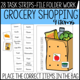 Stock The Shelf & Shop (9 items) Task Cards Life Skills/ V