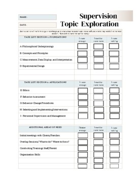 Preview of Fillable-Behavior Analyst Supervision Topic Exploration Form