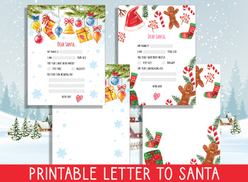 Preview of Fillable & Blank Letter to Santa Prints - Capture Festive Dreams in Style