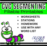 Fillable CVC Segmenting for Word Work & Spelling Practice