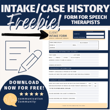 Preview of Fillable Case History/Intake Form: FREEBIE