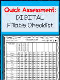 Fillable Data Checklist | DIGITAL | Informal Assessments