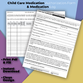 Fillable Daycare Medication Authorization Form, Medication