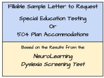 Preview of Fillable Letter Templates to Request Special Education Assessment OR 504 Plan