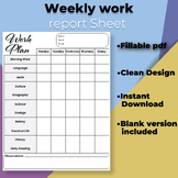 Fillable Montessori Weekly Work Plan. Blank Weekly Work Pl