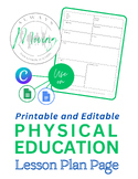 Printable and Editable Physical Education Lesson Plan Page