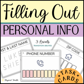 Preview of Filling Out Forms | Personal Information Practice Special Ed | TASK CARDS