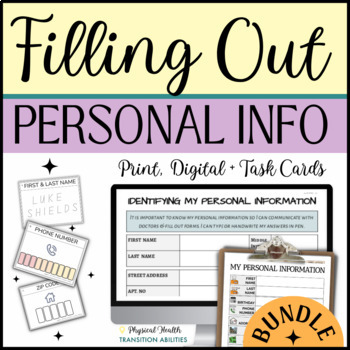 Preview of Filling Out Forms Personal Information Practice | Activity BUNDLE & Application