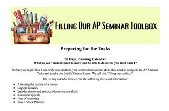 Preview of Filling Toolboxes - A Calendar for the First 30 Days of AP Seminar