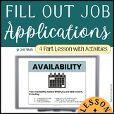 Filling out Job Applications  | LESSON + Activities | SPED