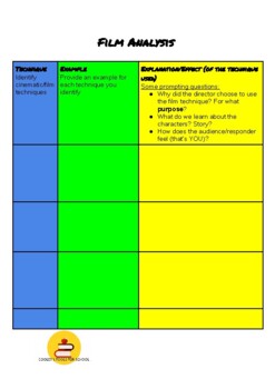 Preview of Film Analysis Table