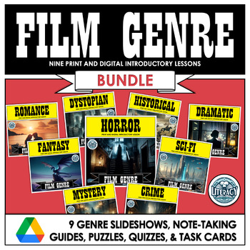 Preview of Film Genres - Introductory Lessons - 9 Different Movie Genres - Print & Digital