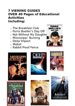 Preview of Film Movie Guide Bundle includes The Breakfast Club and Ferris Bueller's Day Off