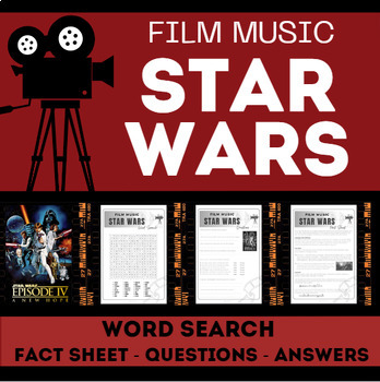 Preview of Film Music STAR WARS Word Search (with Fact Sheet, Questions & Answers)