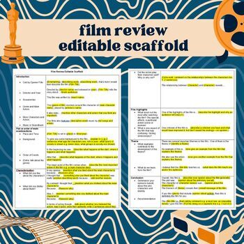 Preview of Film Review Editable Scaffold