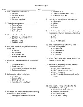 Rear Window Film Worksheets Teaching Resources Tpt