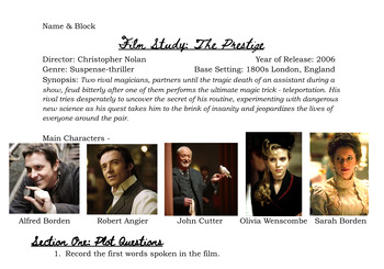 Preview of Film Study - The Prestige: Viewing Guide
