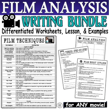 Preview of Film Techniques & Film Analysis Essay BUNDLE Thesis Outlines Film Studies Movie