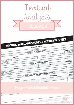 Preview of Film Textual Analysis Feedback sheet