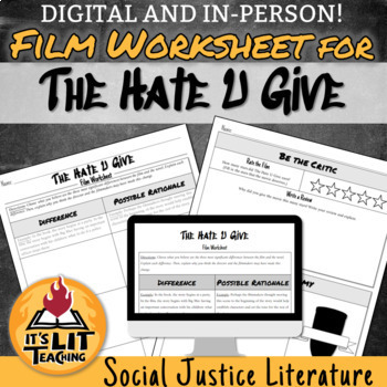 Preview of Film Worksheet for The Hate U Give | Printable & Digital
