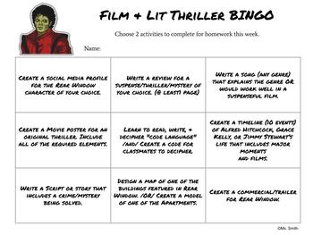 Preview of Film and Literature Bingo Genre Unit Study - Choice Board