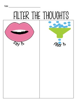 Filter the Thoughts worksheet