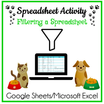Preview of Filtering a Spreadsheet Google Sheets/Microsoft Excel Spreadsheet Activity