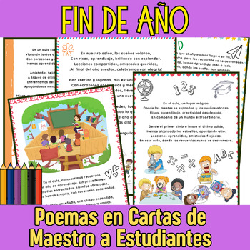 Preview of Fin de Año Poemas en Cartas de Maestro a Estudiantes - fin de curso poem