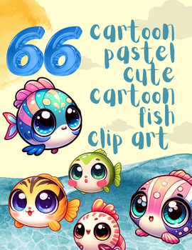 Preview of Fin-tastic Friends: Pastel Cartoon Fish Clip Art Collection