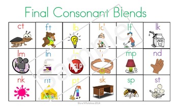 final consonant blends chart by dora villalobos tpt