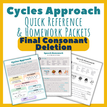 Preview of Final Consonant Deletion Homework Packet & Cycles Quick Reference
