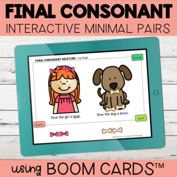 Preview of Final Consonant Deletion Interactive Minimal Pairs | Boom Cards™
