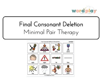 Final Consonant Deletion Minimal Pair Articulation Cards Tpt