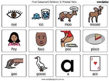 Final Consonant Deletion Minimal Pairs Articulation Cards Fricatives