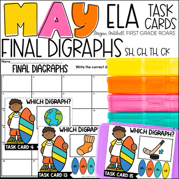 Preview of Final Digraphs May Task Card Activity ELA Centers, Scoot, Morning Tubs