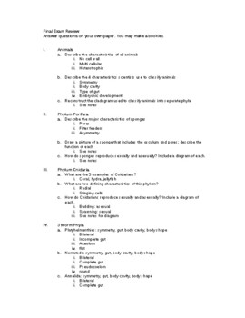 Preview of Final Exam Study Guide With Answer Key