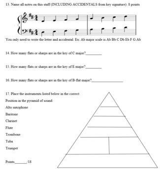 Preview of Exam for Band: Middle/High School Assessment