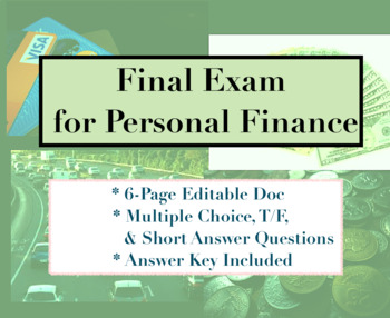 example form questions answers application to Final  T/F, Personal Choice Multiple for  Exam Finance