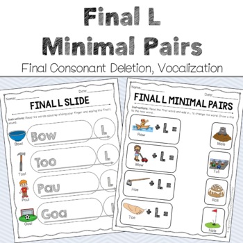 Preview of Final L - Vocalization, Final Consonant Deletion, Minimal Pairs