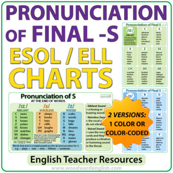Preview of Final S Pronunciation - ESOL Charts